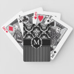 Elegant White on Black Damask Playing Cards