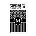 Elegant White on Black Damask Stamp