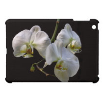 Elegant White Orchids on Black ipad mini cases