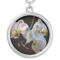 Elegant White Orchids on Black necklaces