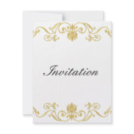 Elegant White & Pale Yellow Gold Floral Trims invitation