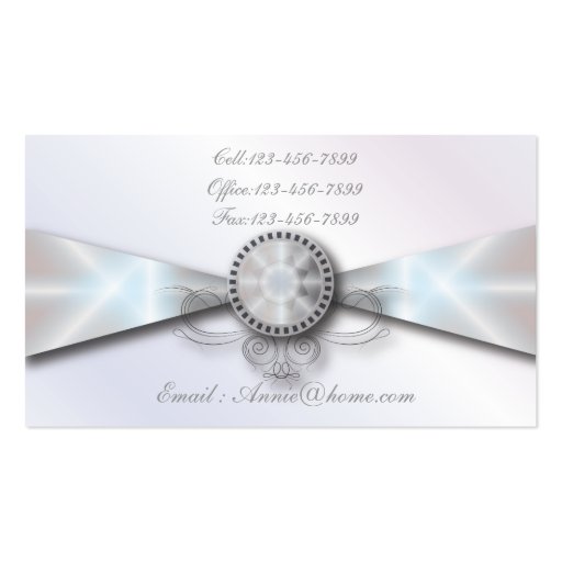 Elegant White pearl Wedding planner business cards (back side)