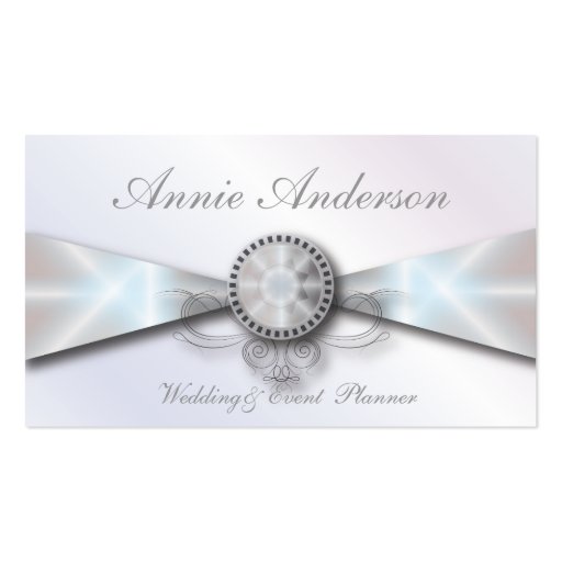 Elegant White pearl Wedding planner business cards (front side)