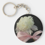 Elegant White Peony Key Chain
