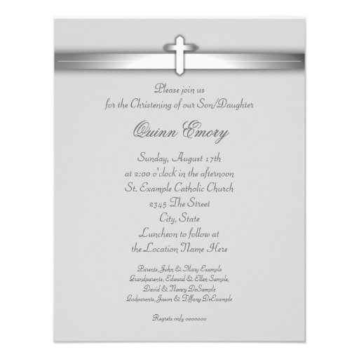 Elegant White Photo Christening Invitations