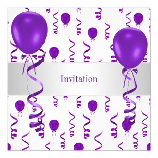 Elegant White Purple Balloon Special Party Event Announcements