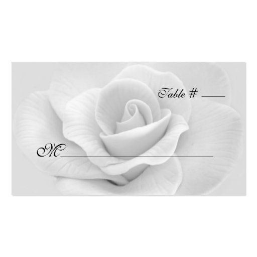 Elegant White Rose Wedding Escort Card Business Card (front side)