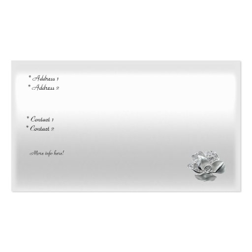 Elegant White Silk Silver Bow Jewel Business Card (back side)