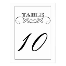 Elegant White Swirl Wedding Table Number Cards Postcard