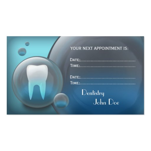 Elegant white teeth bubble dental business card (back side)