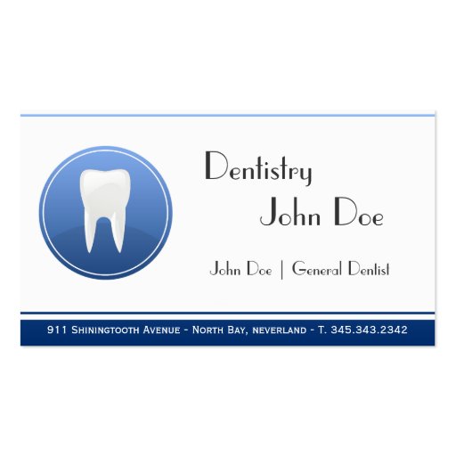 Elegant white teeth dentist dental business card (front side)