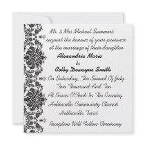 Elegant White w/ Black Figleaf Wedding Invitations