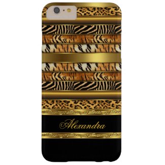 Elegant Wild Mixed Animal Black and Gold Barely There iPhone 6 Plus Case