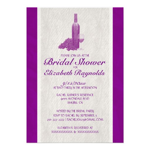 Elegant Wine Bottle Bridal Shower Invitations (front side)