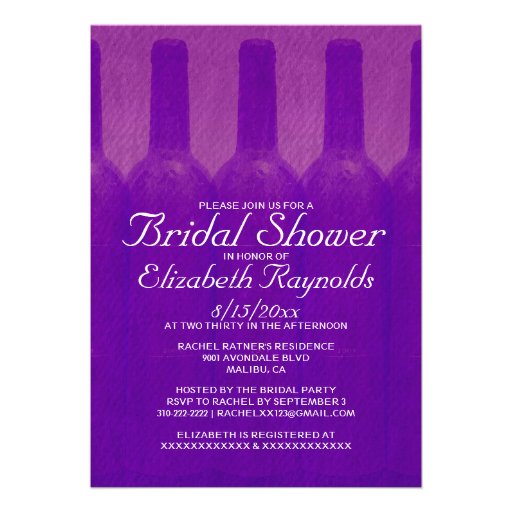 Elegant Wine Bottles Bridal Shower Invitations (front side)