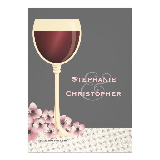 Elegant Wine & Floral Wedding Engagement Party Custom Invitations