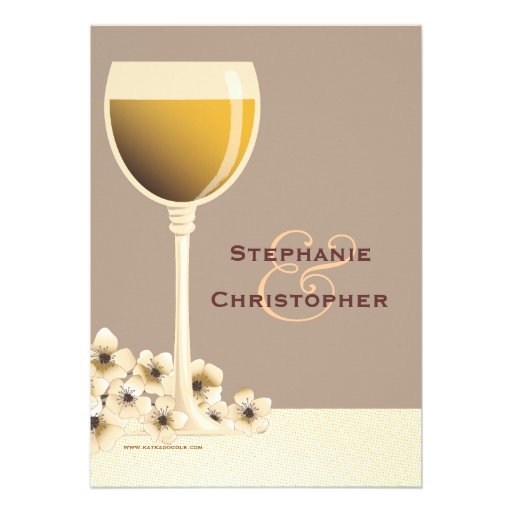 Elegant Wine & Floral Wedding Engagement Party Custom Invite