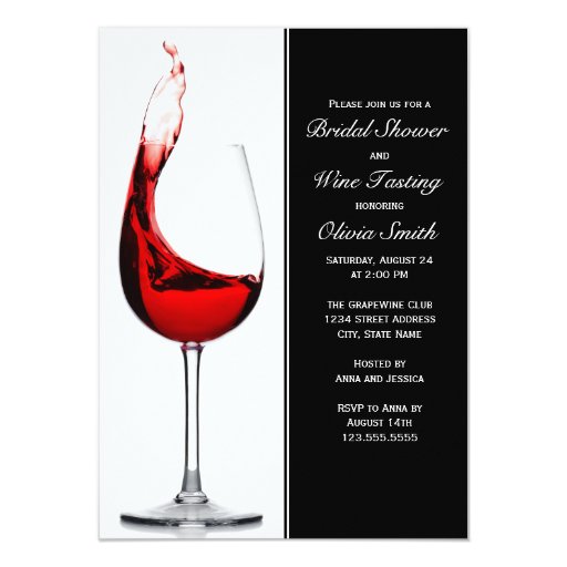 Elegant Wine Glass Bridal Shower Invitations