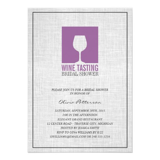 Elegant Wine Tasting Bridal Shower Invitations
