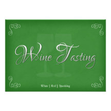 Elegant Wine Tasting Party Invitations in Green