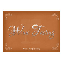 Elegant Wine Tasting Party Invitations in Orange