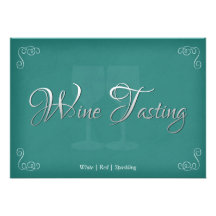 Elegant Wine Tasting Party Invitations in Teal