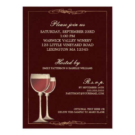 Elegant Wine Themed Birthday Party Invitation