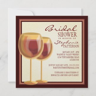 Elegant Wine Themed Bridal Shower Invitation