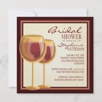 Elegant Wine Themed Bridal Shower Invitation by kat parrella