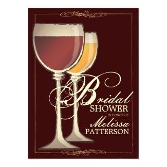 Elegant Wine Themed Bridal Shower Invitation 5.5" X 7.5" Invitation Card