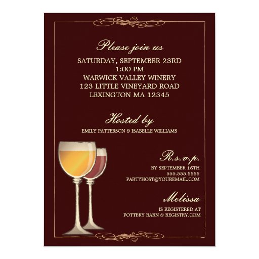 Elegant Wine Themed Bridal Shower Invitation