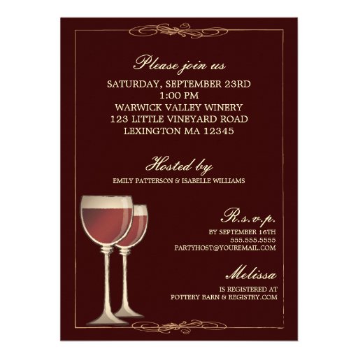 Elegant Wine Themed Bridal Shower Invitation