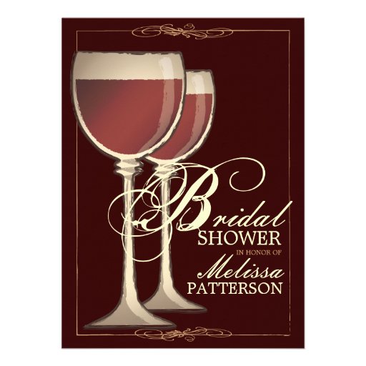 Elegant Wine Themed Bridal Shower Invitation