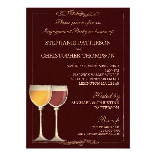 Elegant Wine Themed Bridal Shower Invitation