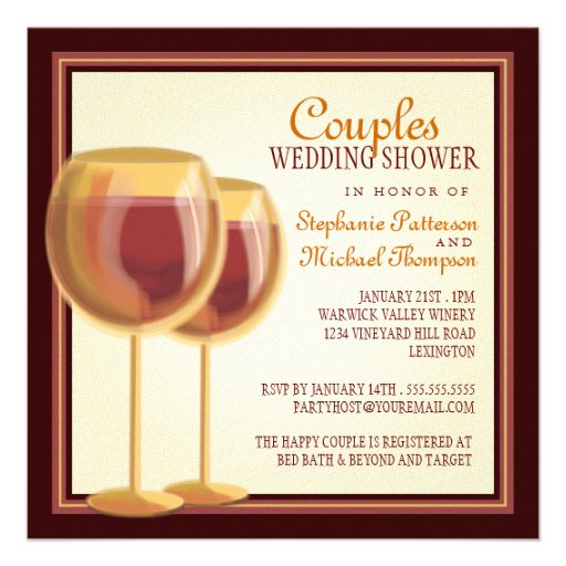 Elegant Wine Themed Couples Wedding Shower Invitations