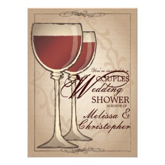 Elegant Wine Themed Couples Wedding Shower Invite