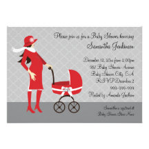 Elegant Winter Gray and Red Baby Shower Invitation