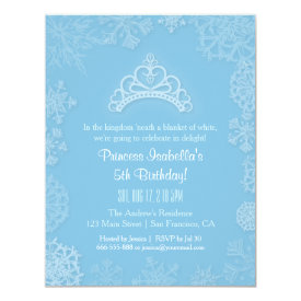 Elegant Winter Snow Princess Girls Birthday Party 4.25x5.5 Paper Invitation Card