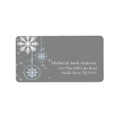 Elegant Winter Snowflakes Blue Grey Address Label