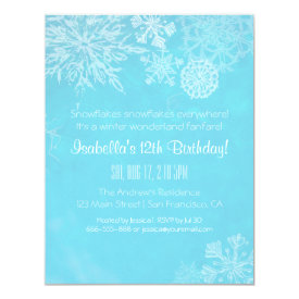 Elegant Winter Wonderland Snowflake Birthday Party Invitations