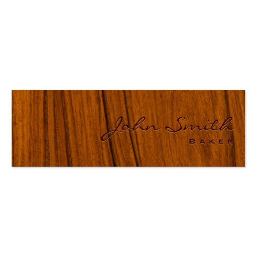 Elegant Wood Grain Baker Business Card (front side)