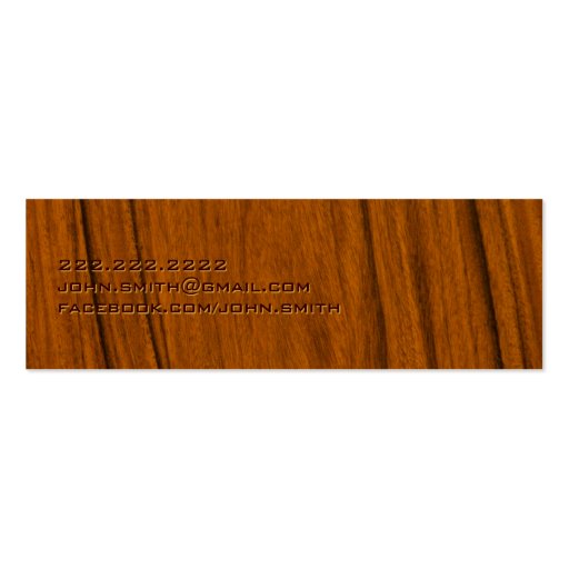 Elegant Wood Grain Baker Business Card (back side)