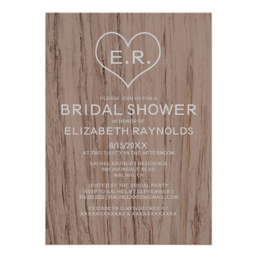 Elegant Wood Grain Bridal Shower Invitations