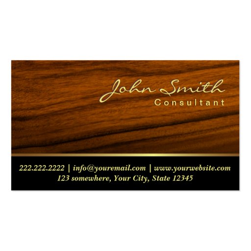 Elegant Wood Grain Consultant Business Card (front side)