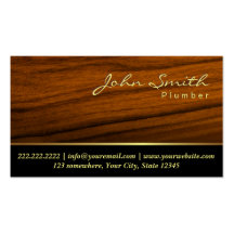 Elegant Wood Grain Plumber Business Card