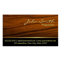 Elegant Wood Grain Programmer Business Card