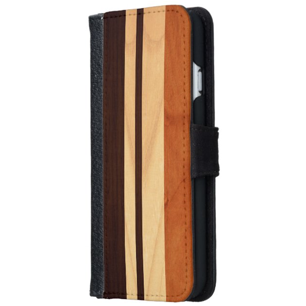 Elegant Wood Stripes Wood Grain Look iPhone 6 Wallet Case