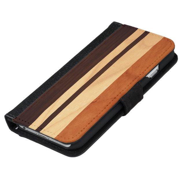 Elegant Wood Stripes Wood Grain Look iPhone 6 Wallet Case-5