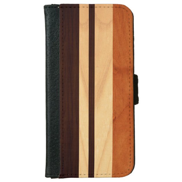 Elegant Wood Stripes Wood Grain Look iPhone 6 Wallet Case
