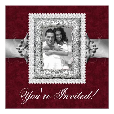 Elegant Xmas Wedding Photo Template Jewels Red Custom Invitations